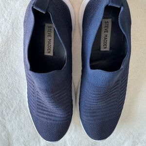 Steve Madden Navy Knit Slip On Sneakers